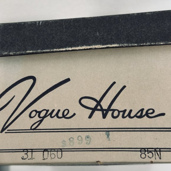 Vintage 50s VOGUE HOUSE Heels Pumps Shoe Black Textured Fabric with Box Sz 8.5 N - Picture 3 of 13